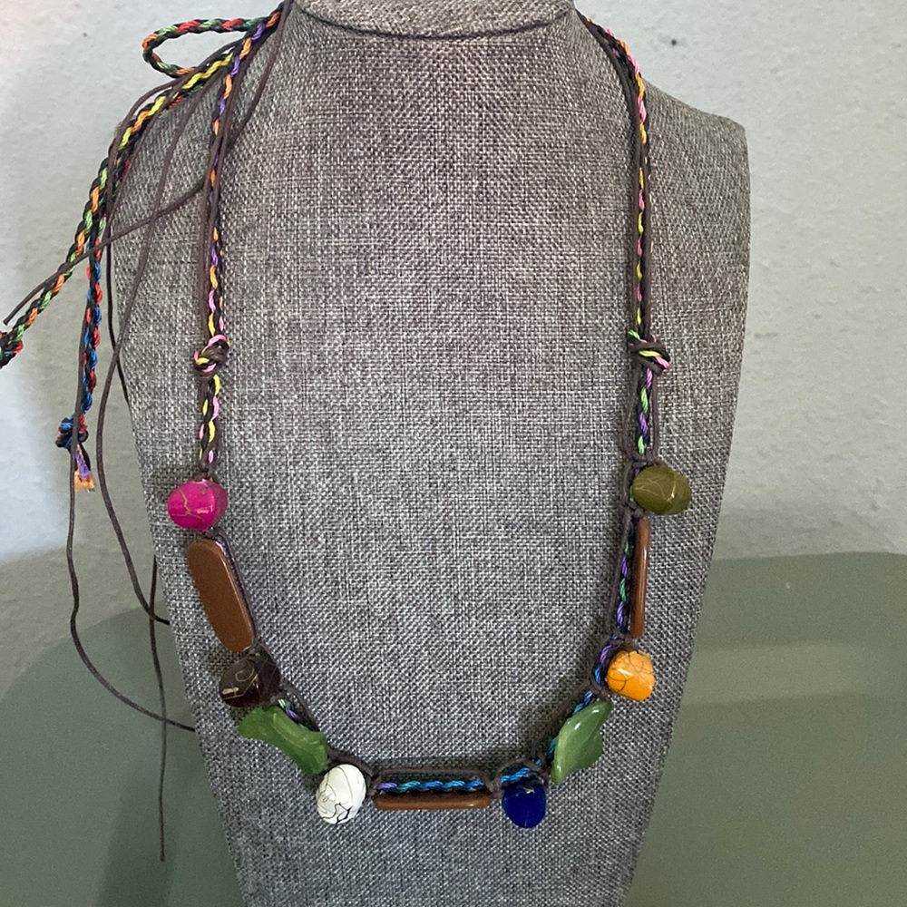 Beaded boho necklace adjustable length
